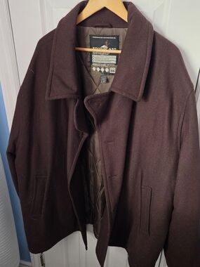 Men's Dark Brown Wool Blend Coat - Classic Peacoat Style
